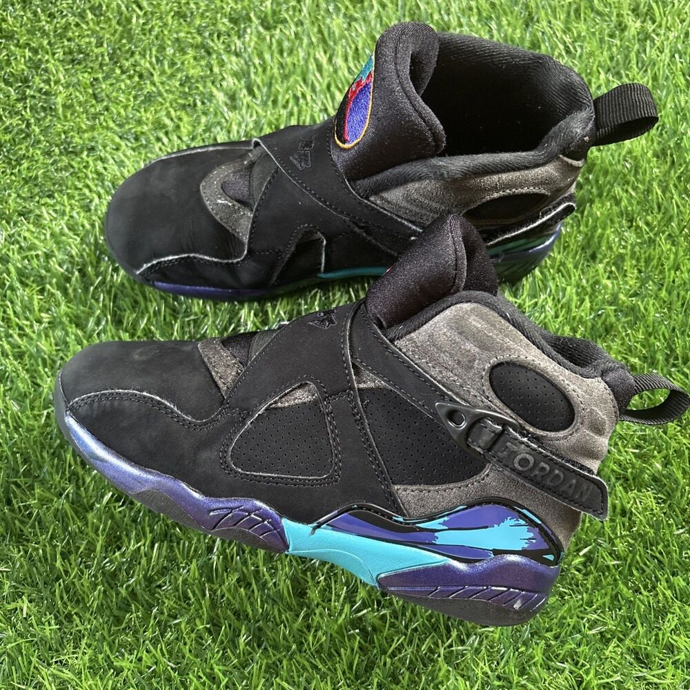 Nike Air Jordan 8 Retro GS Aqua/Black/Purple/Blue Sneaker 305369-006 Size 1Y